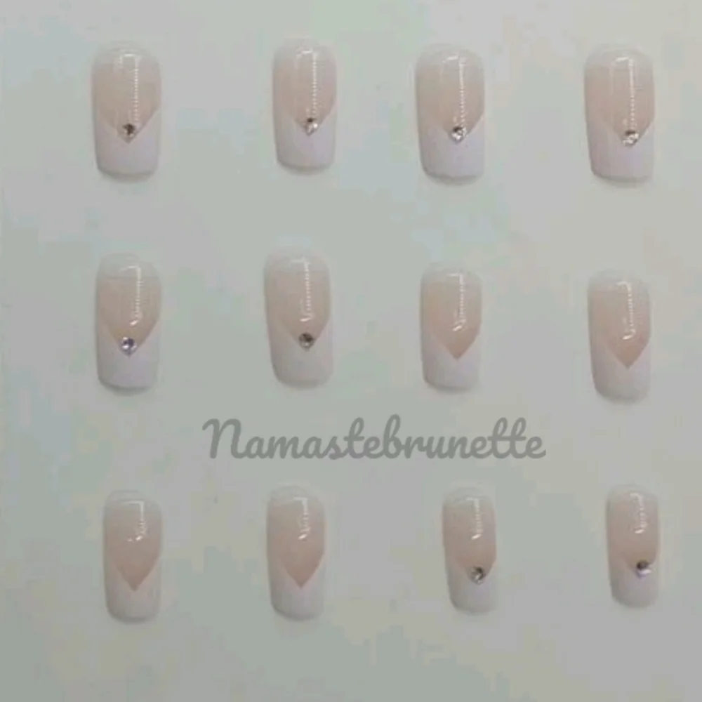 2/$16 Rhinestone French Manicure Press On Nails - Picture 8 of 12